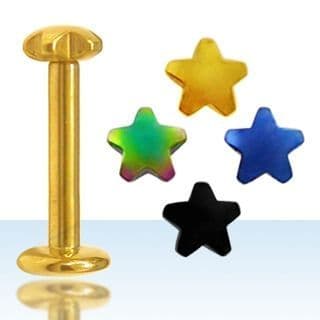 Piercing do brady - labreta hvězdička (zlatá)