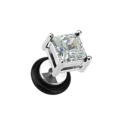 Falešný piercing - čtvercový kámen (čirá)
