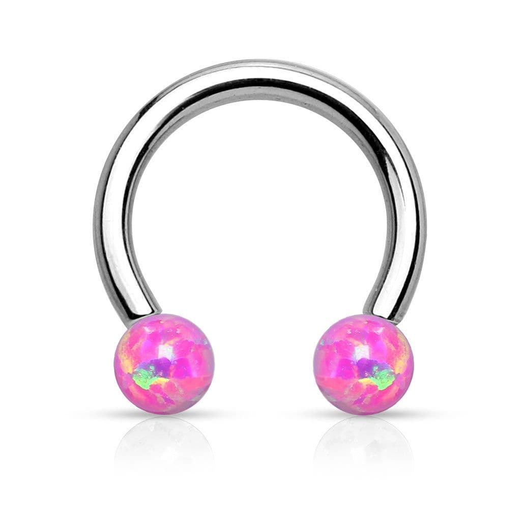 Piercing podkova opál (růžová)