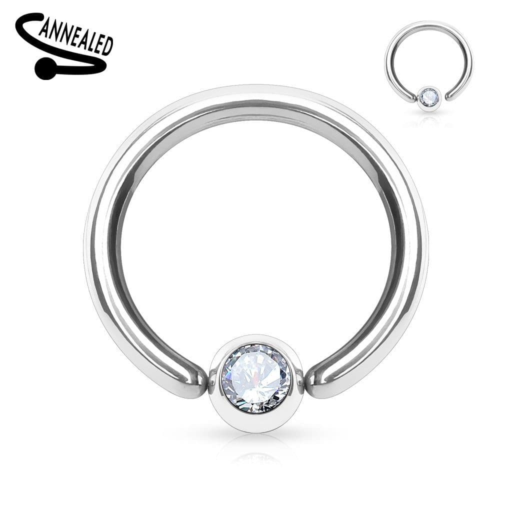 Piercing - kruh, kulička s kamínkem (1,0 x 10 mm)