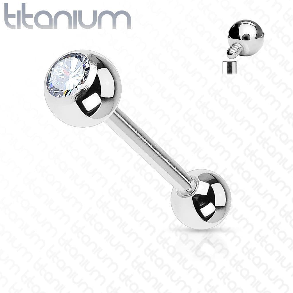 Piercing činka titan zirkon (1,6 x 19 mm, 5 mm kuličky)