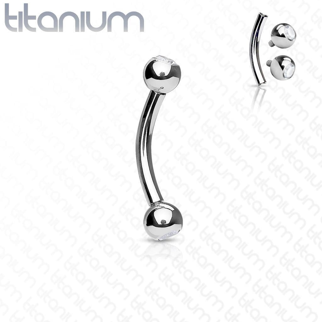 Piercing banánek vnitřní závit, zirkon - TITAN (1,2 x 12 mm)