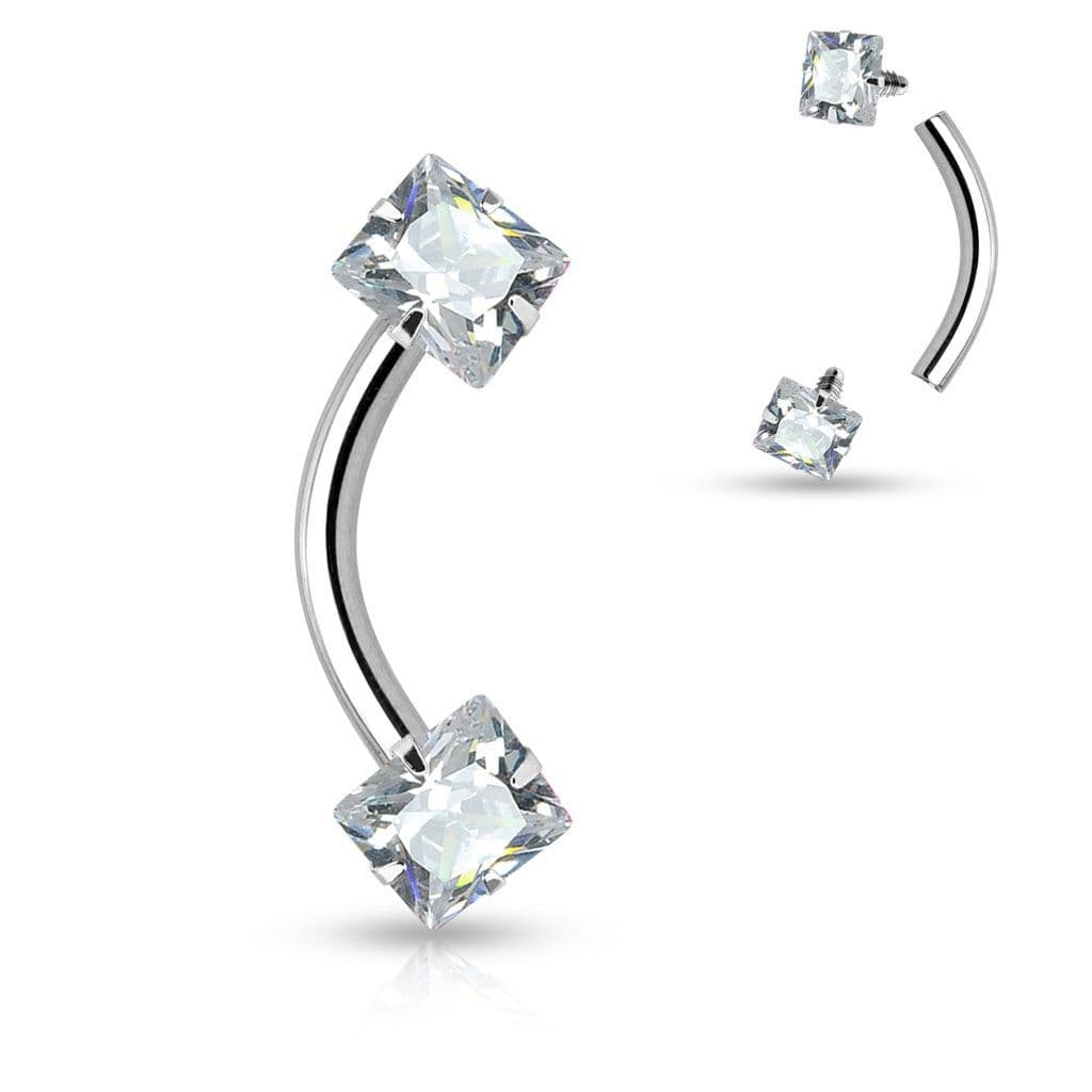 Piercing do obočí - čtverový zirkon (2 x 2 mm)