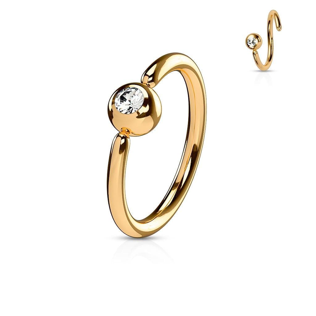 Piercing - zlacený kruh, kulička 3 mm (1,2 x 8 mm)