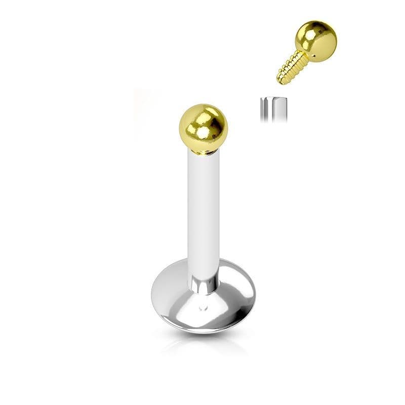 Piercing do brady, zlatá kulička (1,2 x 6 mm)