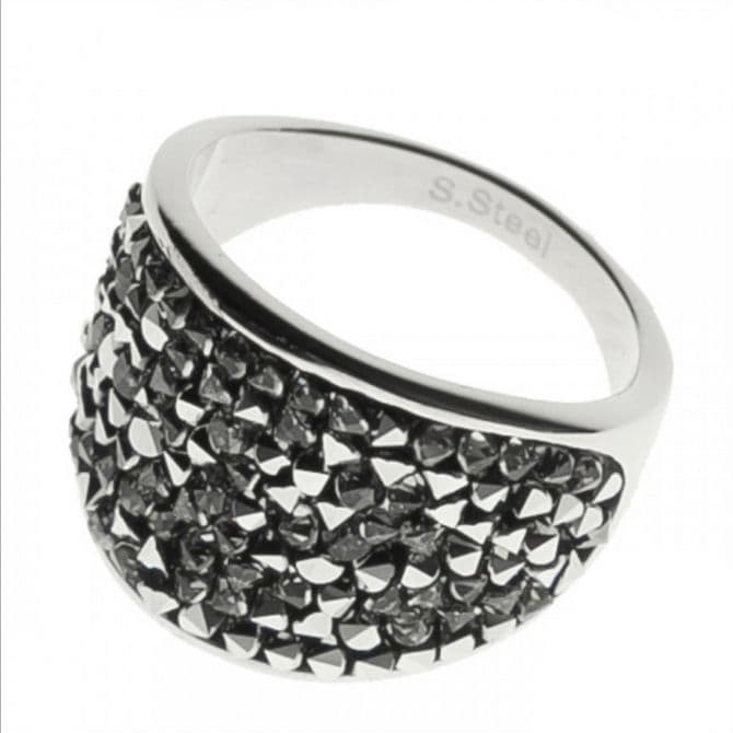 Ocelový prsten s krystaly Crystals from Swarovski, LIGHT CHROME (56)