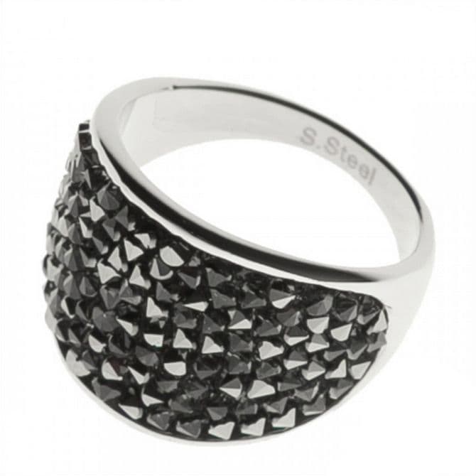 Ocelový prsten s krystaly Crystals from Swarovski, GREY METALISEÉ (53)