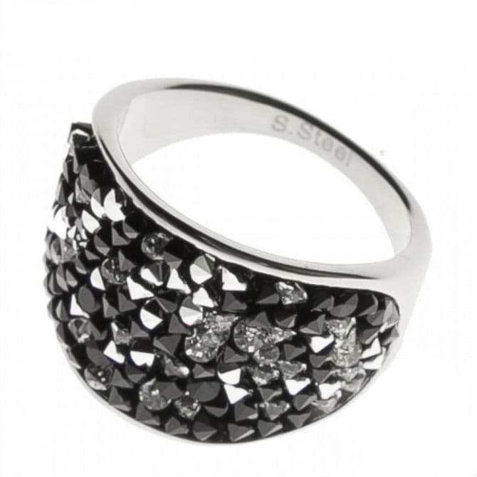 Ocelový prsten s krystaly Crystals from Swarovski, PEPPER (56)