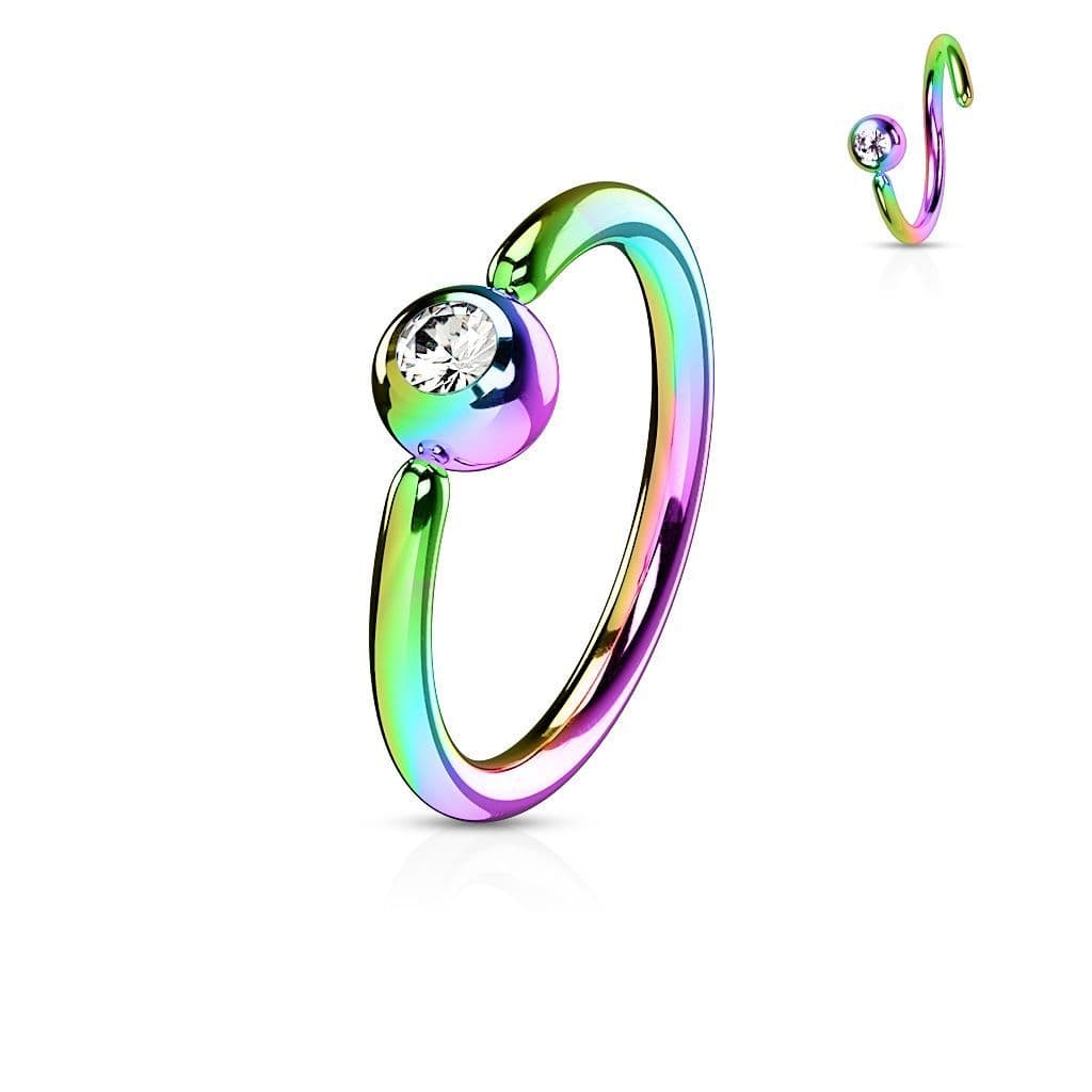 Piercing - duhový kruh, kulička 3 mm (1,2 x 8 mm)