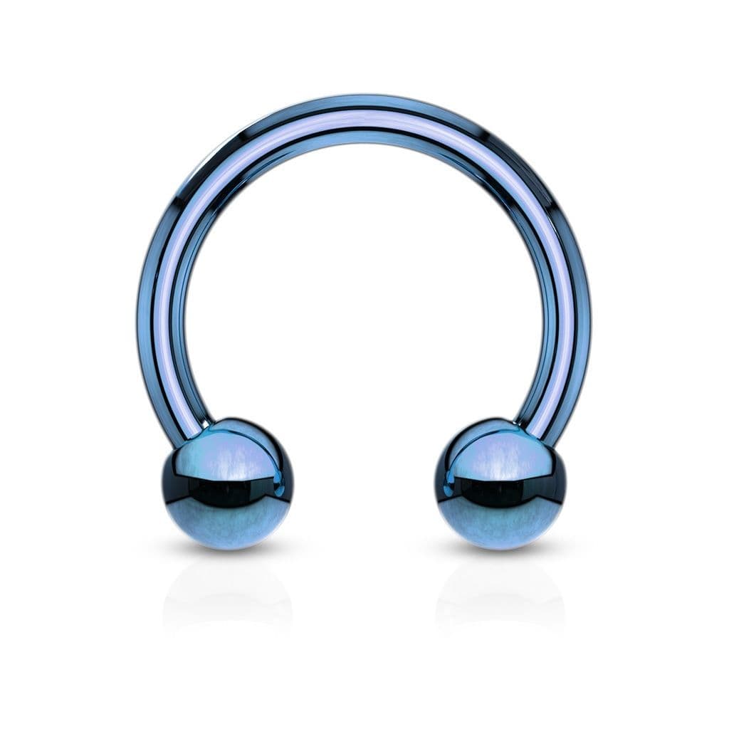 Piercing podkova, barva modrá (1,2 x 8 mm)