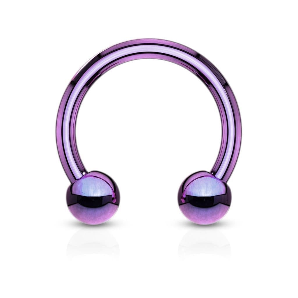 Piercing podkova, barva fialová (1,2 x 8 mm)