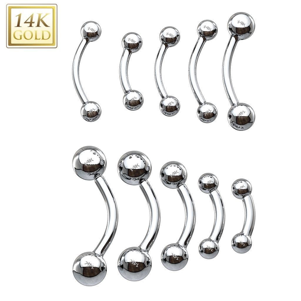 Zlatý piercing do obočí - kuličky, Au 585/1000 (1,41 g, 1,2 x 10 mm)