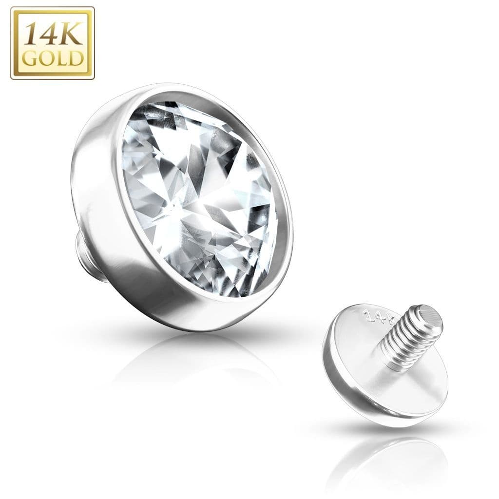 Zlatý piercing - dermál zirkon, Au 585/1000 (0,18 g, 5 mm)