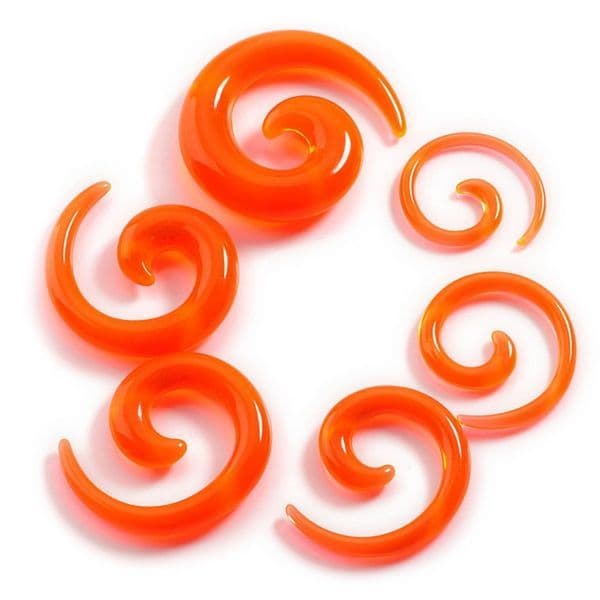 Roztahovák do ucha - spirála průhledná oranžová (3 mm)