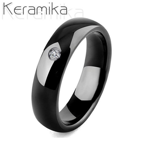 KM1010-6 Dámský keramický prsten černý, šíře 6 mm (53)