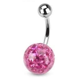 Piercing do pupíku s kamínky Crystals From Swarovski ROSE (1,6 x 8 mm)