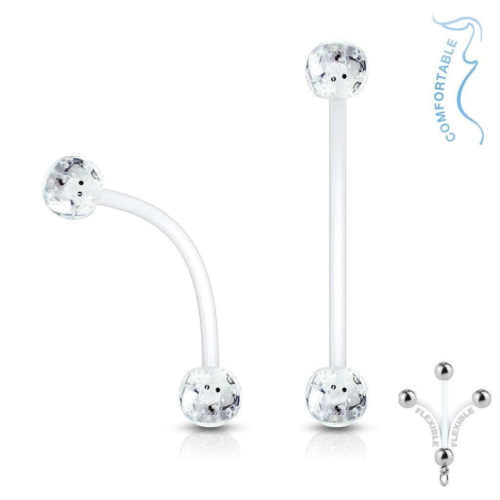Pružný těhotenský piercing do pupíku (čirá, 1,6 x 25 mm)