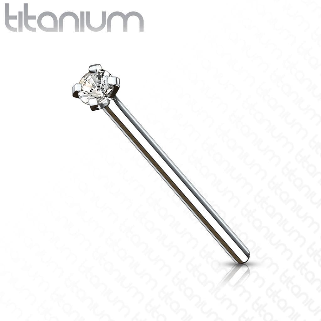 Variabilní piercing do nosu - titan, čirý kamínek (2 mm)