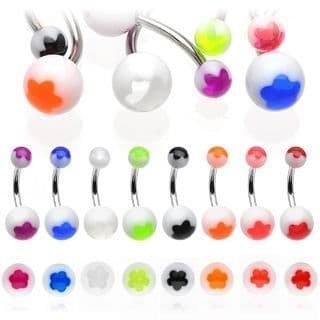 Piercing do pupíku - banánek (čirá/bílá)