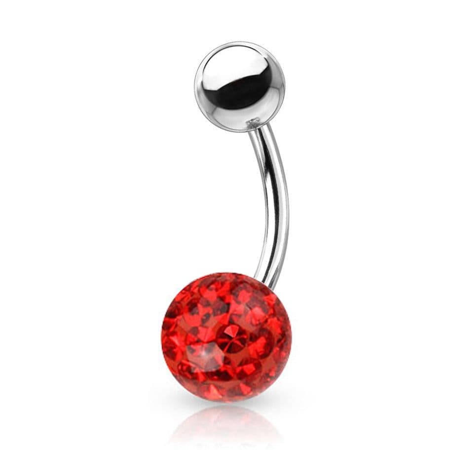 Piercing do pupíku s kamínky Crystals From Swarovski kulička 8mm (1,6 x 12 mm)