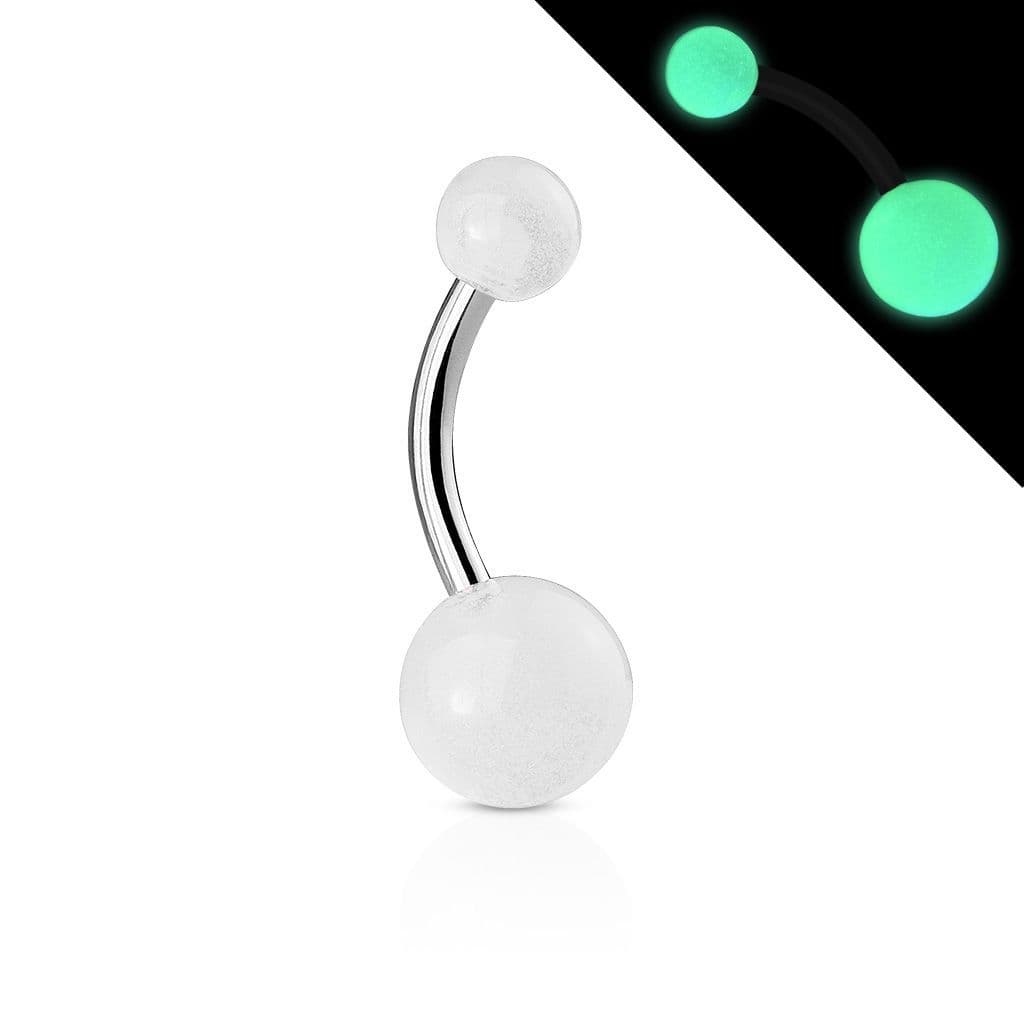 Svítící piercing do pupíku - banánek (bílá)
