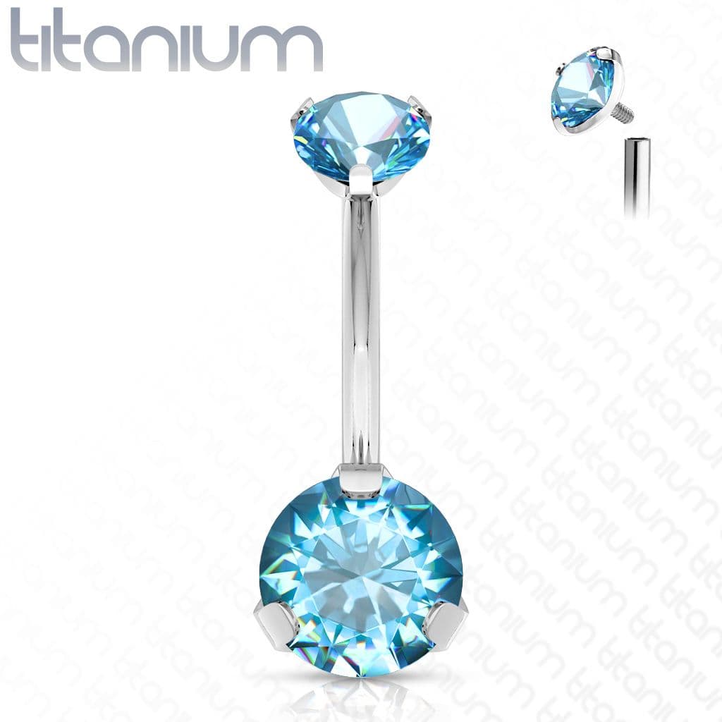 Piercing do pupíku vnitřní závit, zirkon - TITAN (tyrkysová)