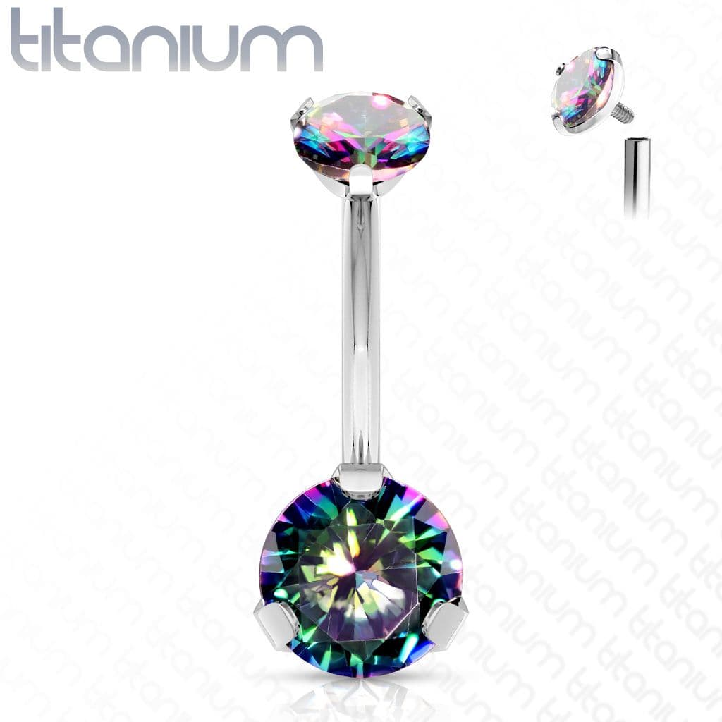 Piercing do pupíku vnitřní závit, zirkon - TITAN (vitrail medium)