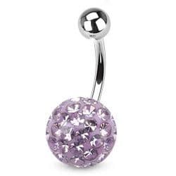 Piercing do pupíku s kamínky Crystals From Swarovski VIOLET (1,6 x 6 mm)