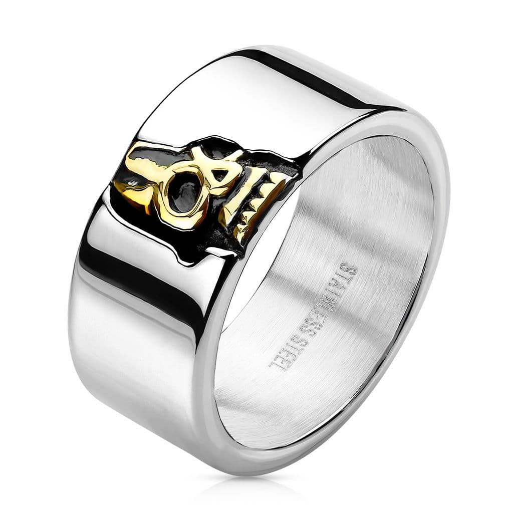 Pánský ocelový prsten s lebkou (60)