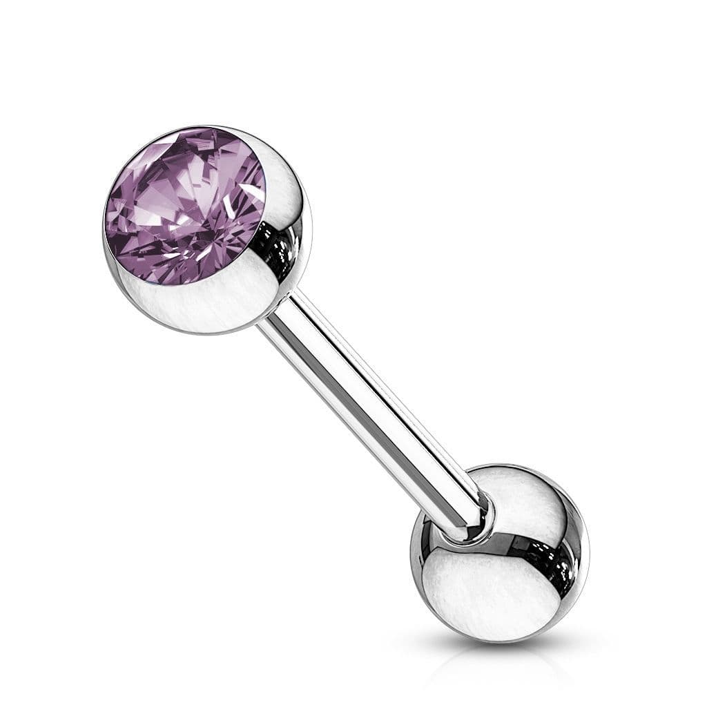 Piercing do jazyka - kamínek (světle fialová, 1,6 x 16 mm)