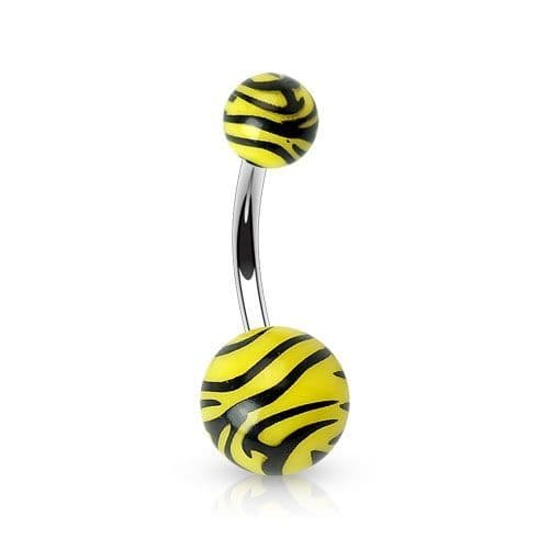 Piercing do pupíku - banánek zebrovaný (žlutá)