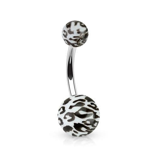 Piercing do pupíku - tygrovaný (bílá)