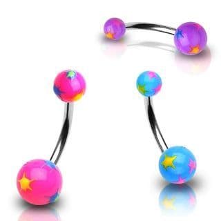 Piercing do pupíku s hvězdičkami (fialová)