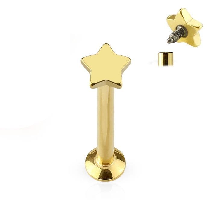 Piercing do brady - labreta zlacená (1,2 x 8 mm)