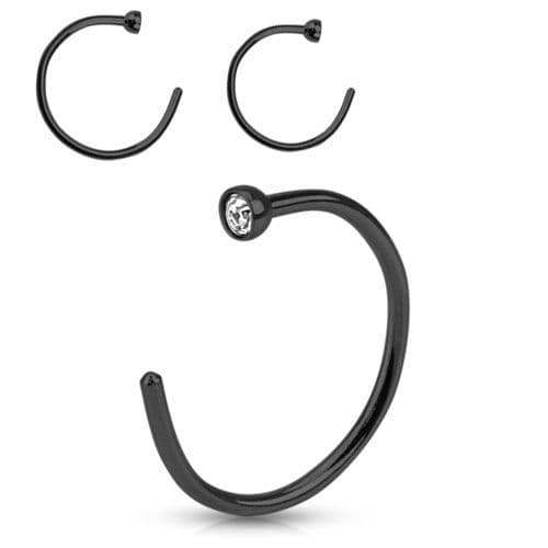 Černý piercing do ucha/nosu se zirkonem (8 mm)