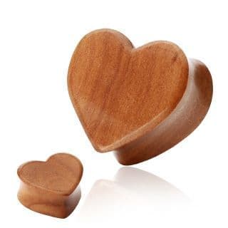 Cherry Wood plug - srdce (16 mm)