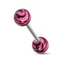 Piercing do jazyka  - zebrovaný (růžová)