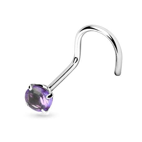 Stříbrný piercing do nosu - zirkon 3mm (fialová)