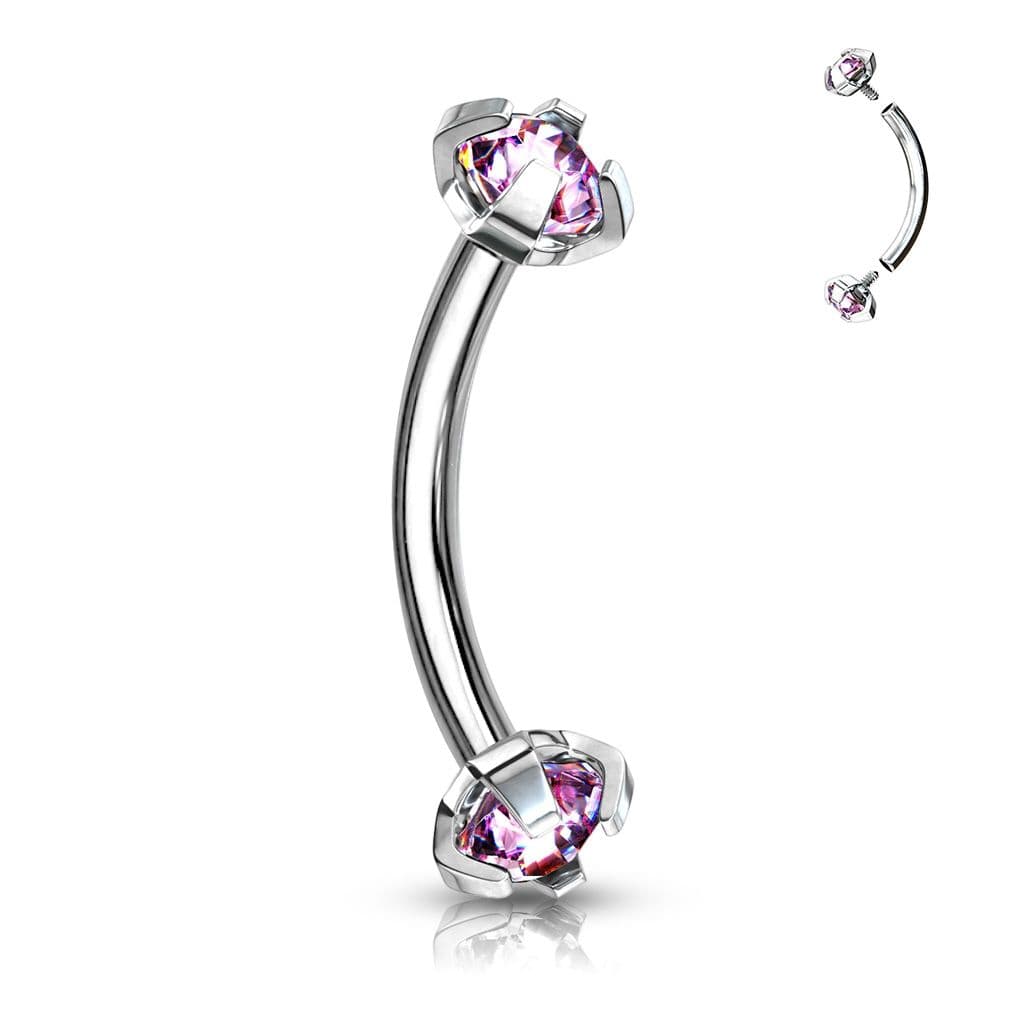 Piercing do obočí s vnitřním závitem (růžová)