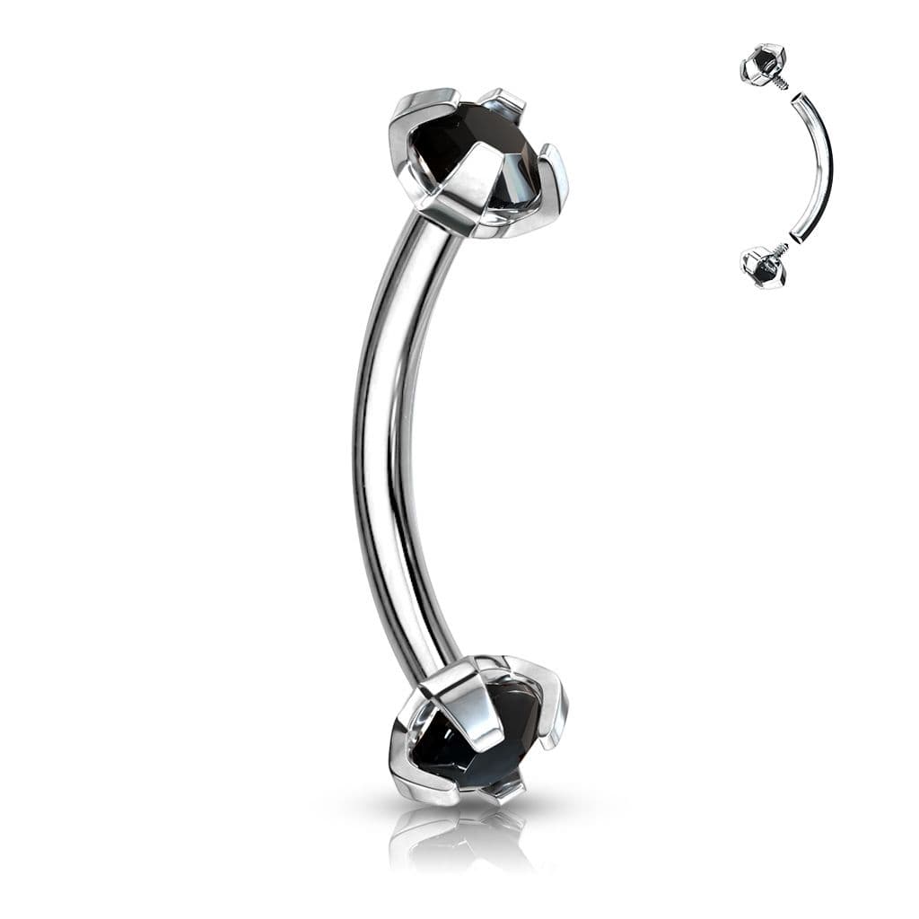 Piercing do obočí s vnitřním závitem (černá)