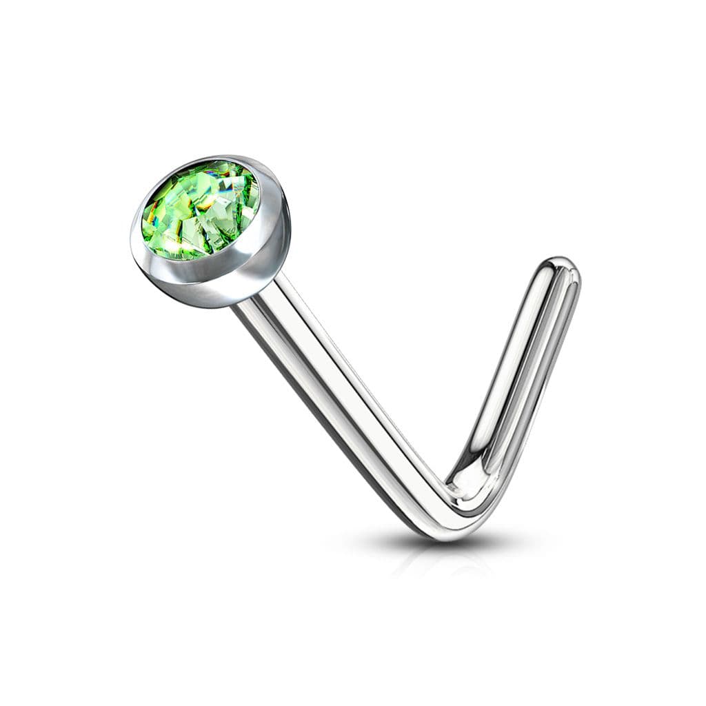 Zahnutý piercing do nosu (zelená)