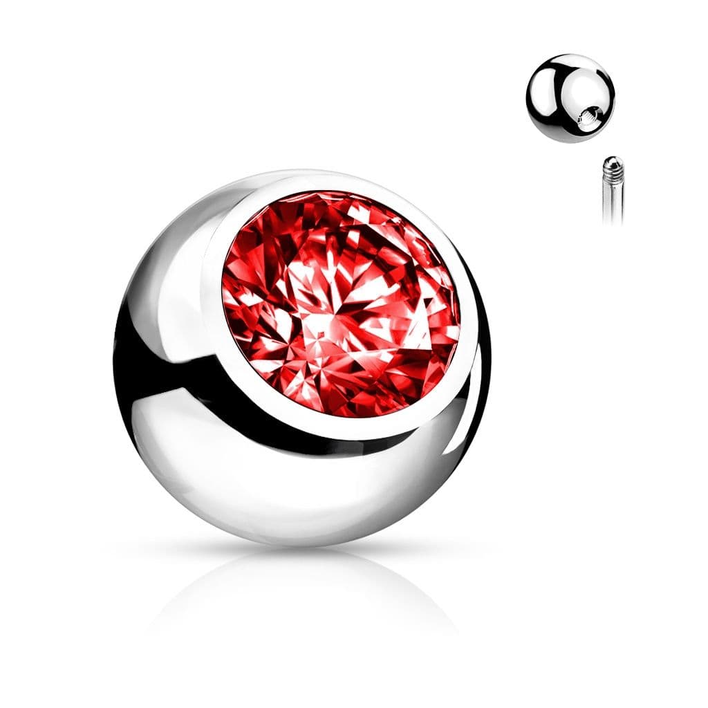 Náhradní kulička chirurgická ocel se zirkonem 1,6 x 6 mm (červená)