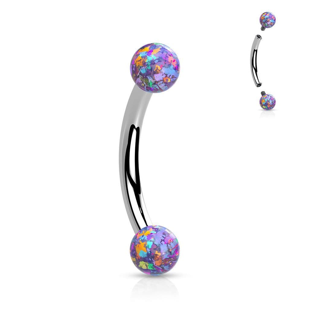 Piercing do obočí opál (fialová)