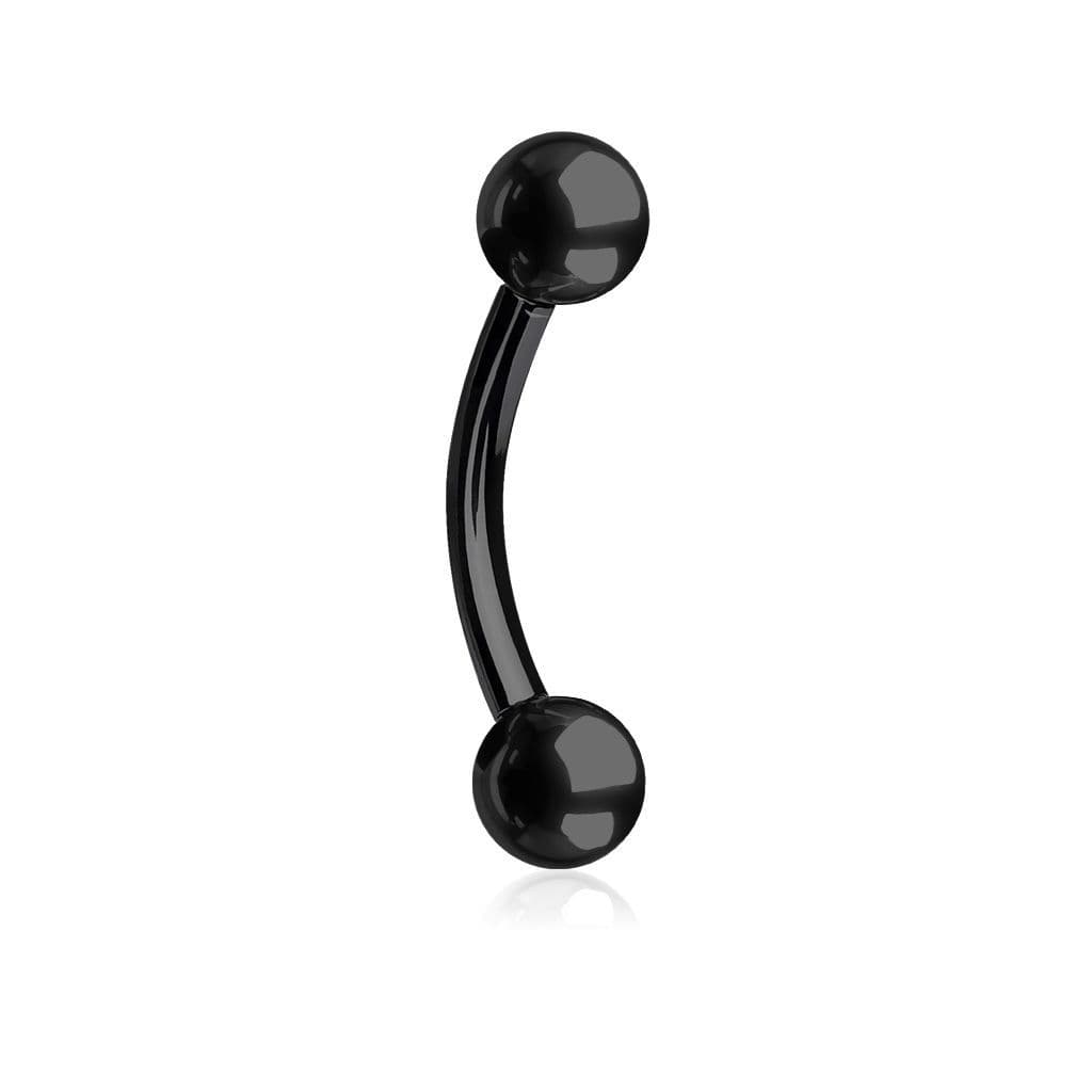 Piercing do obočí, barva černá (1,2 x 10 mm, 4 mm kuličky)