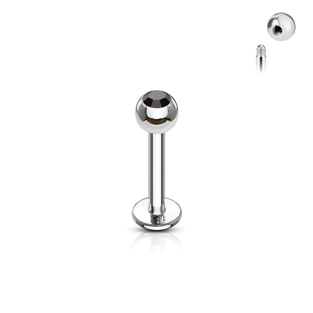 Piercing do brady - labreta (černá, 3 mm, 1,2 x 6 mm)