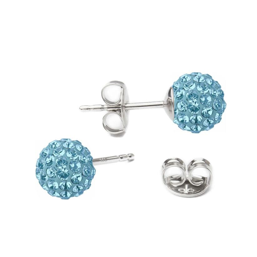 Stříbrné náušnice kuličky Crystals from Swarovski Light Turquoise