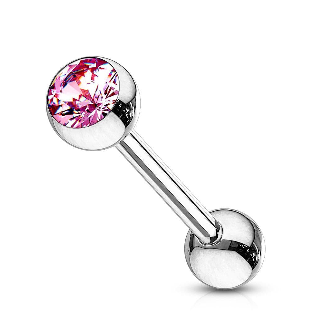 Piercing do jazyka - kamínek (růžová, 1,6 x 16 mm)