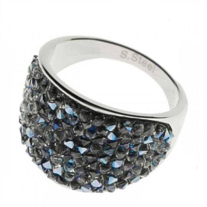 Ocelový prsten s krystaly Crystals from Swarovski, BLUELIZED (63)