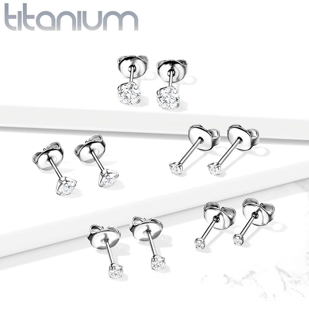 Titanové náušnice s kulatým zirkonem (4 mm)