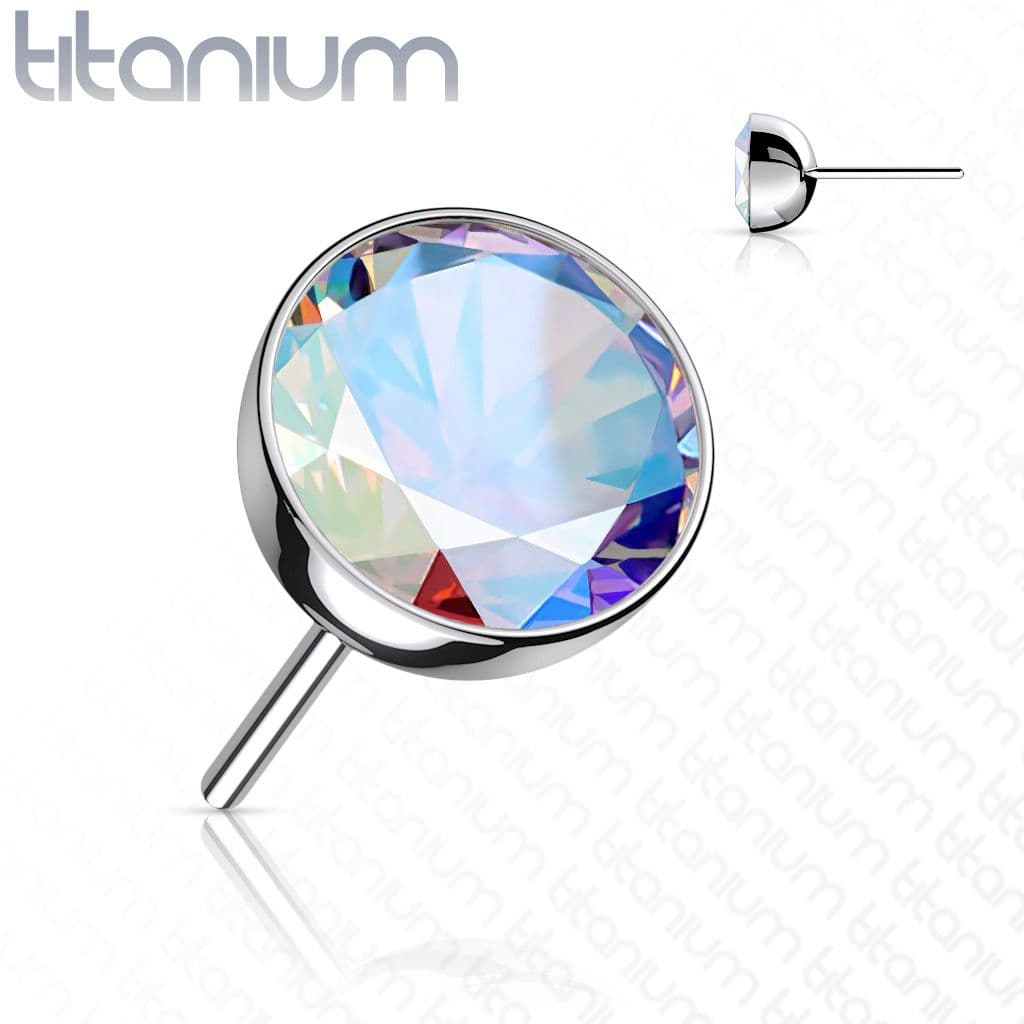 Kamínek k PUSH IN piercing do nosu TITAN, AB zirkon (5 mm)